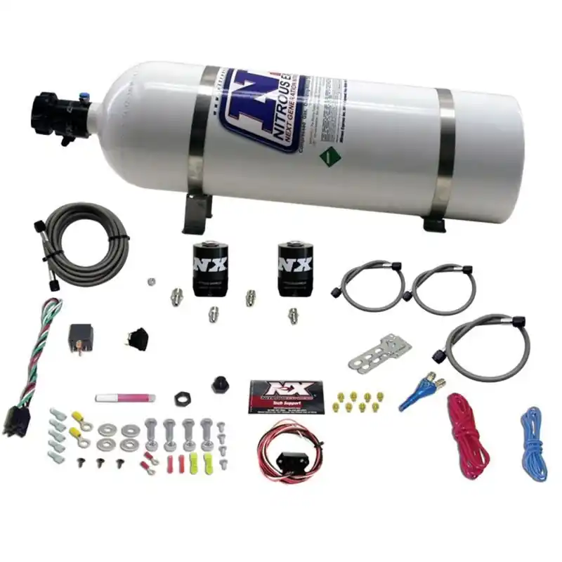 Nitrous Express Universal Fly By Wire Single Nozzle Nitrous Kit w/15lb Bottle (Incl TPS Switch) (NEX20919-15)