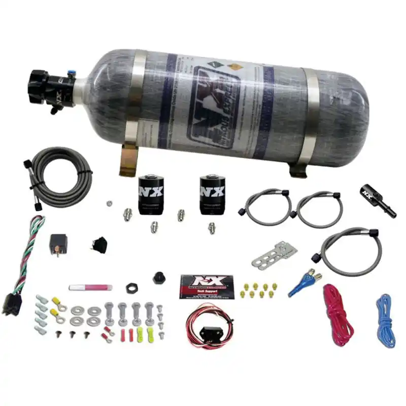 Nitrous Express 11-15 Ford Mustang GT 5.0L Coyote Single Nozzle Nitrous Kit (35-150HP) w/Comp Bottle (NEX20932-12)