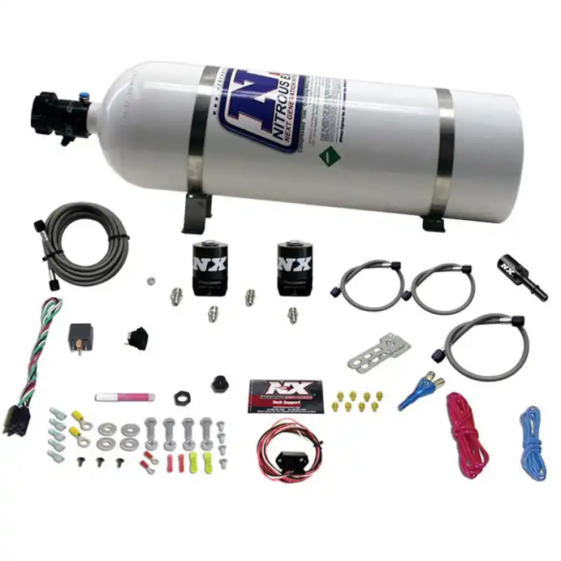 Nitrous Express 11-15 Ford Mustang GT 5.0L Coyote Single Nozzle Nitrous Kit (35-150HP) w/15lb Bottle (NEX20932-15)