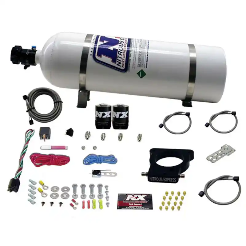 Nitrous Express GM LS 78mm 3-Bolt Nitrous Plate Kit (50-350HP) w/15lb Bottle (NEX20935-15)