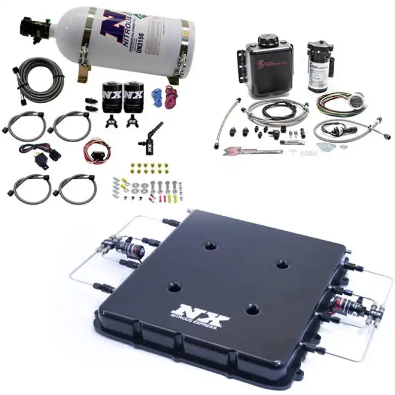 Nitrous Express Nitrous & Water Injection Kit w/Billet LT4 Supercharger Lid w/10lb Bottle (NEX20939BMF-10)