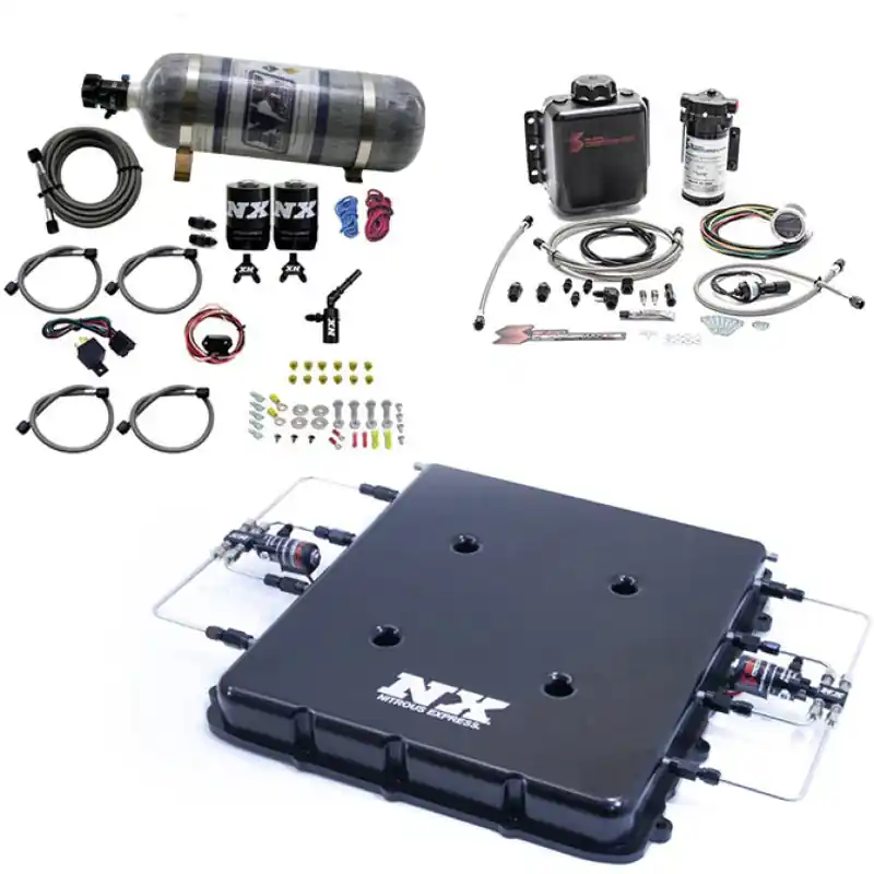 Nitrous Express Nitrous & Water Injection Kit w/Billet LT4 Supercharger Lid w/12lb Bottle (NEX20939BMF-12)