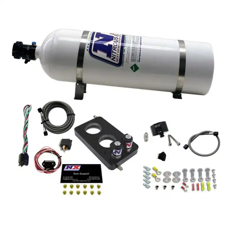 Nitrous Express 05-10 Ford Mustang 4.6L 3 Valve Nitrous Plate Kit (50-150HP) w/15lb Bottle (NEX20947-15)