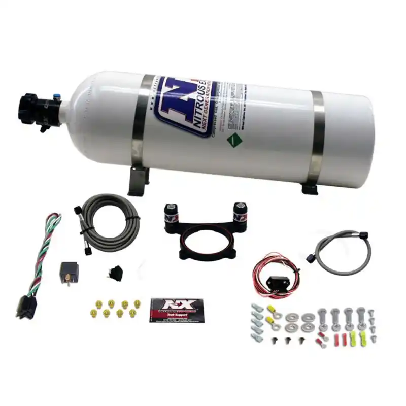 Nitrous Express 11-15 Ford Mustang GT 5.0L Coyote 4 Valve Nitrous Plate Kit (50-200HP) w/15lb Bottle (NEX20948-15)