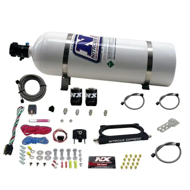 Nitrous Express 07-14 Ford Mustang GT500 Nitrous Plate Kit (50-250HP) w/15lb Bottle (NEX20949-15)