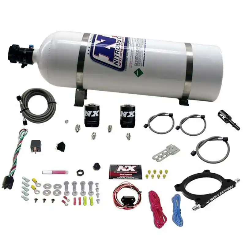 Nitrous Express 11-15 Ford Mustang GT 5.0L High Output Nitrous Plate Kit (50-250HP) w/15lb Bottle (NEX20951-15)