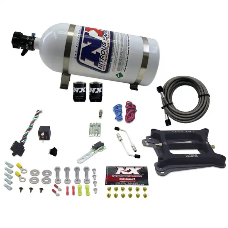 Nitrous Express 4150 4-BBL/Gasoline Nitrous Kit (50-300HP) w/10lb Bottle (NEX30040-10)
