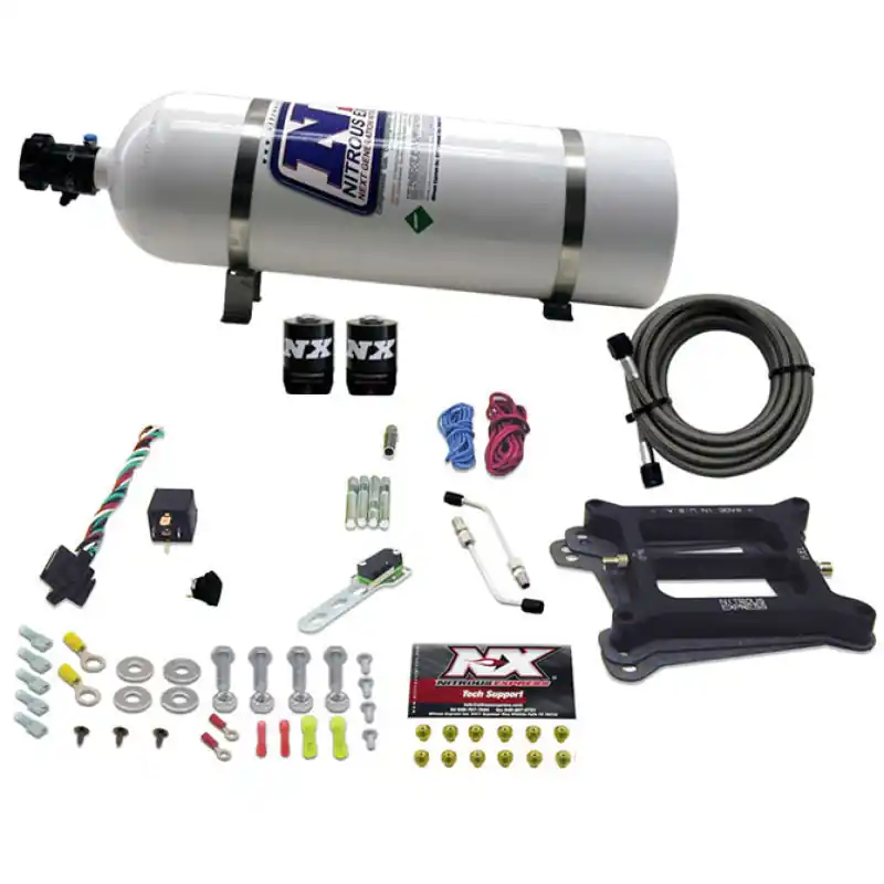 Nitrous Express 4150 4-BBL/Alcohol Nitrous Kit (50-300HP) w/15lb Bottle (NEX30045-15)