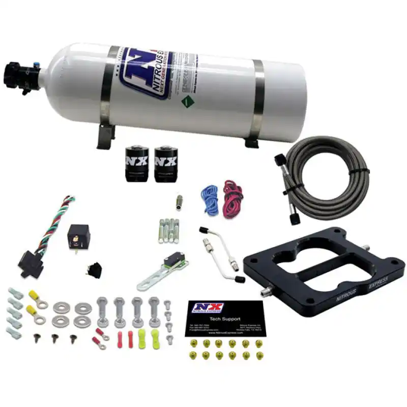 Nitrous Express Q-Jet/Holley Spread Bore Nitrous Kit (50-300HP) w/15lb Bottle (NEX30080-15)