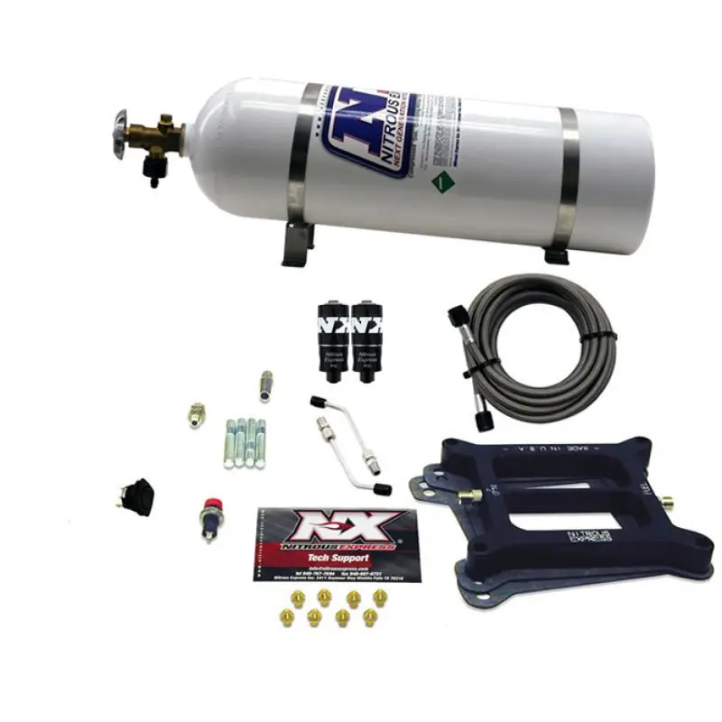 Nitrous Express 4150 Hitman 4-BBL Nitrous Kit (100-200HP) w/15lb Bottle (NEX40040-15)