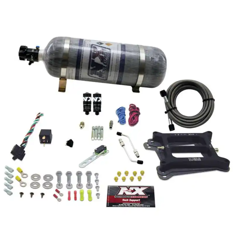 Nitrous Express 4150 Hitman Plus 4-BBL Nitrous Kit (50-200HP) w/Composite Bottle (NEX40041-12)