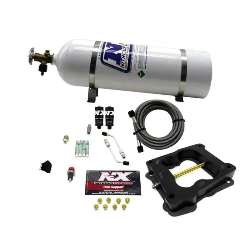 Nitrous Express Q-Jet/Holley Spread Bore Hitman Nitrous Kit (100-150-200HP) w/15lb Bottle (NEX40080-15)