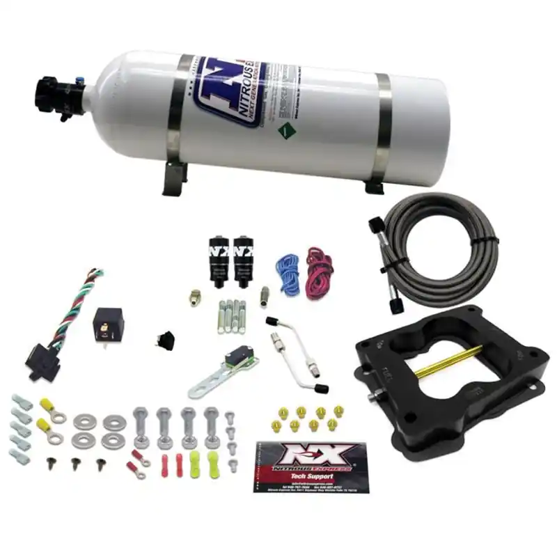 Nitrous Express Q-Jet/Holley Spread Bore Hitman Plus Nitrous Kit (50-200HP) w/15lb Bottle (NEX40081-15)