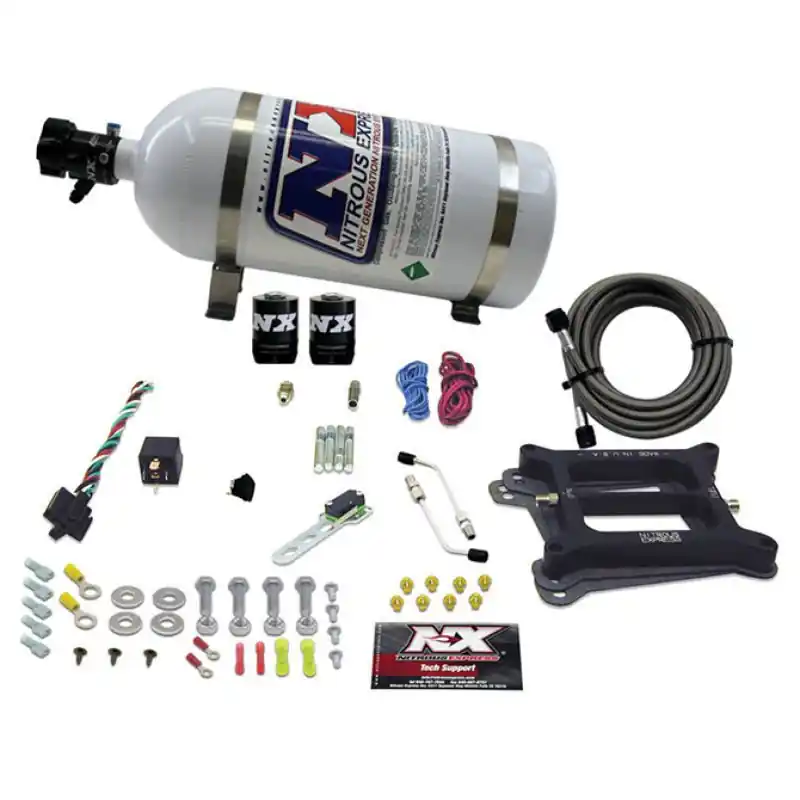 Nitrous Express 4150 4-BBL/Gasoline Nitrous Kit (100-500HP) w/10lb Bottle (NEX50040-10)