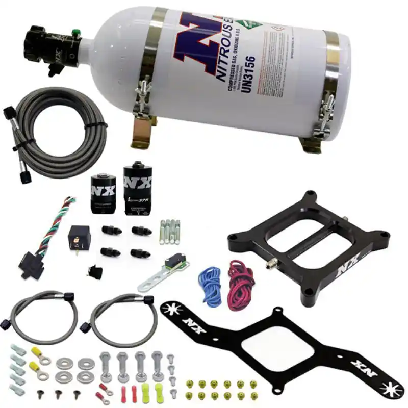Nitrous Express 4150 RNC Conventional Nitrous Plate Kit w/.375in Solenoid w/10lb Bottle (NEX55140-10)