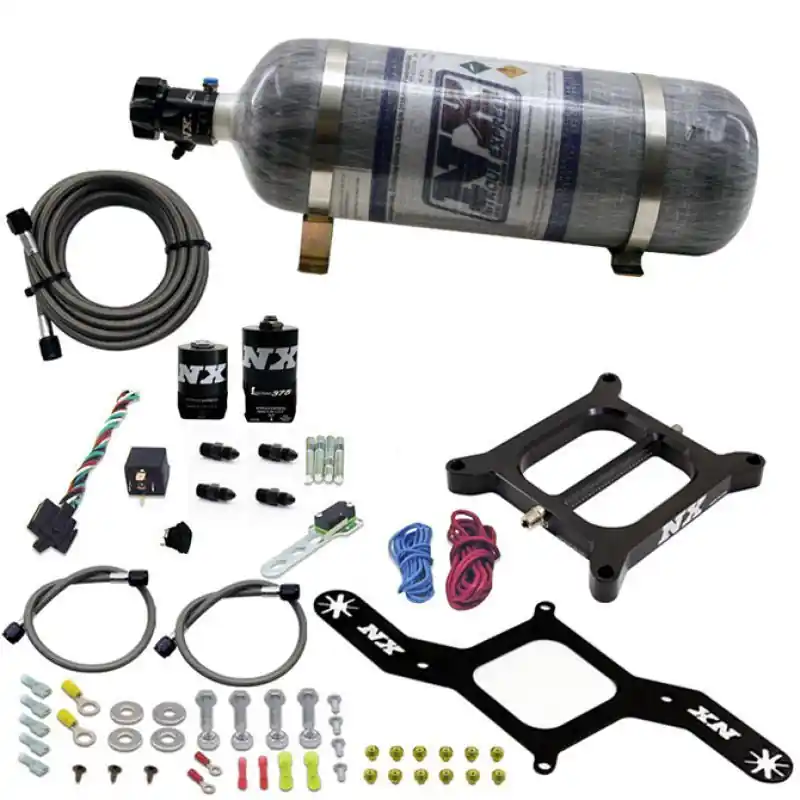 Nitrous Express 4150 RNC Conventional Nitrous Plate Kit w/.375in Solenoid w/12lb Bottle (NEX55140-12)