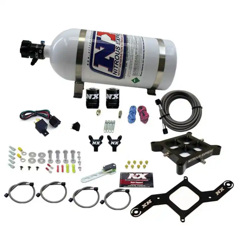 Nitrous Express 4150 Billet Crossbar Pro-Power Nitrous Kit (100-500HP) w/10lb Bottle (NEX60542-10)