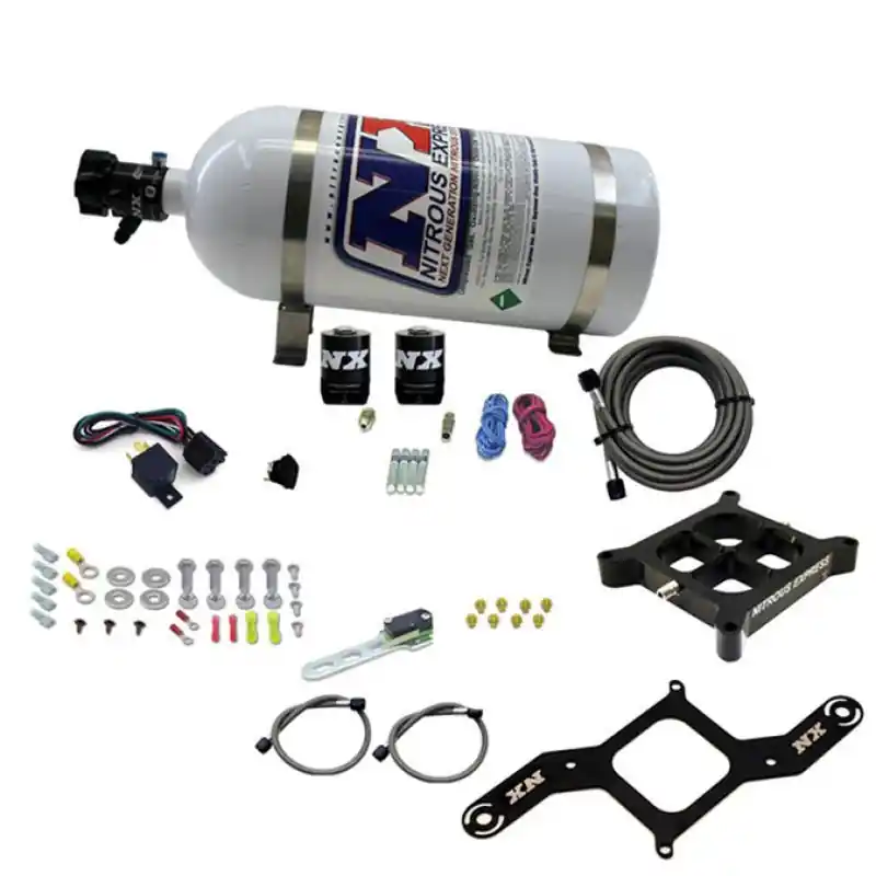 Nitrous Express 4150 Single Entry Crossbar Nitrous Plate Kit Pro-Power (100-500HP) w/10lb Bottle (NEX63540-10)