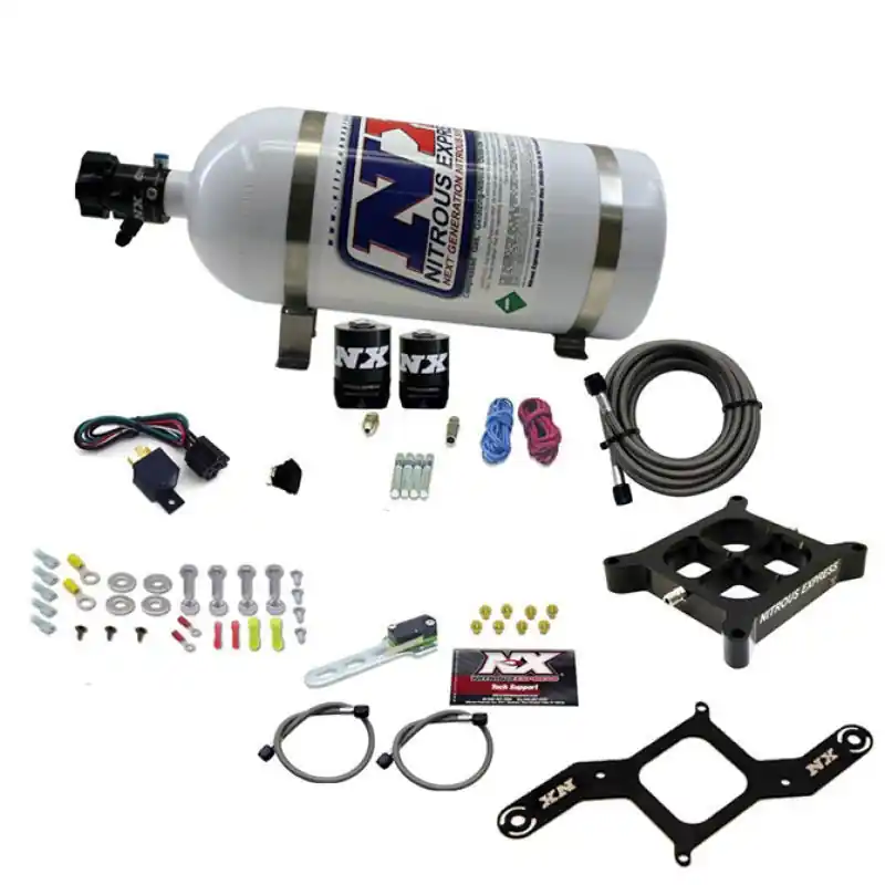 Nitrous Express 4150 Single Entry Crossbar Plate RNC Nitrous Kit (250-750HP) w/10lb Bottle (NEX63840-10)