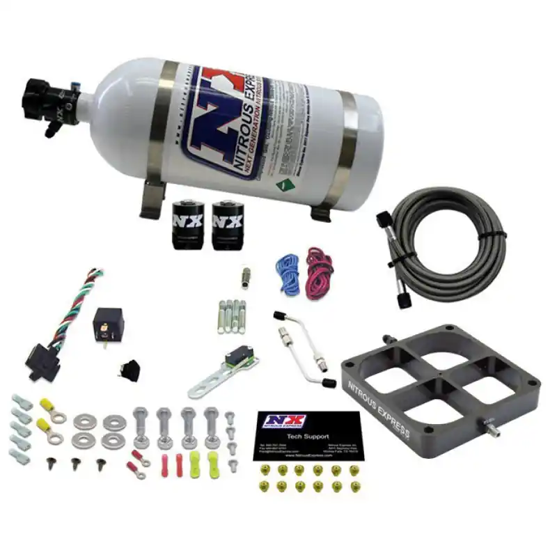 Nitrous Express Single Entry Crossbar 8500 Based Throttle Body Nitrous Kit w/10lb Bottle (NEX63980-10)