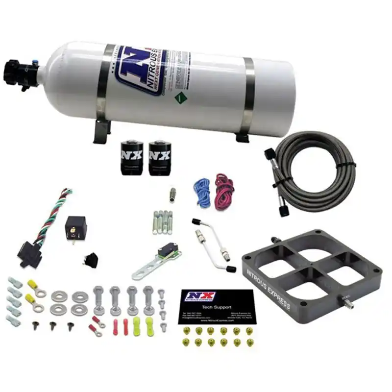 Nitrous Express Single Entry Crossbar 8500 Based Throttle Body Nitrous Kit w/15lb Bottle (NEX63980-15)