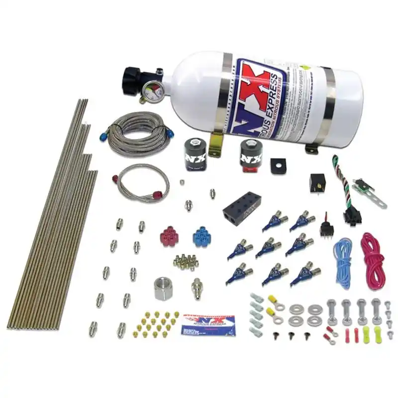 Nitrous Express V8AN Gasoline EFI Nitrous Kit (100-500HP) w/15lb Bottle (NEX80000EFI-15)