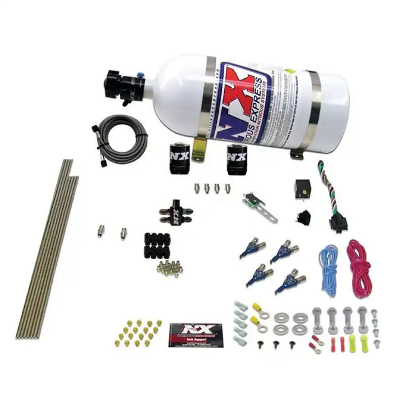 Nitrous Express 4 Cyl Gas Nitrous Kit (100-250HP) w/10lb Bottle (NEX80004-10)