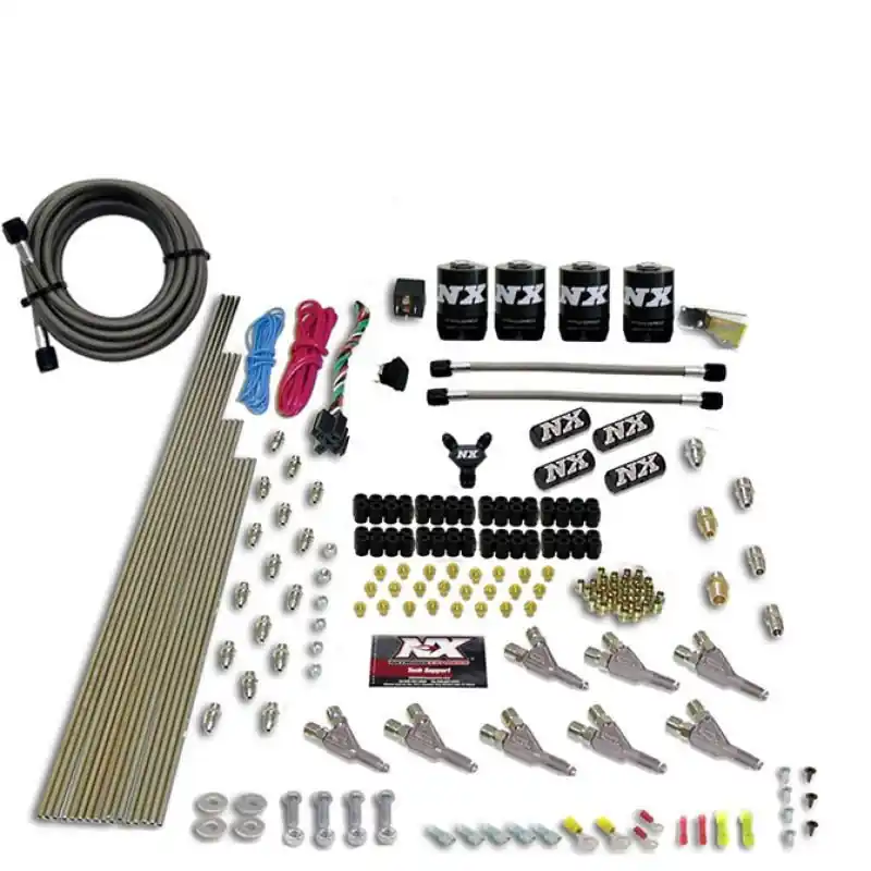 Nitrous Express Vortech Nozzle Nitrous Kit (200-500HP) Gas w/Dist Block & 4 Solenoids w/o Bottle (NEX80016-00)