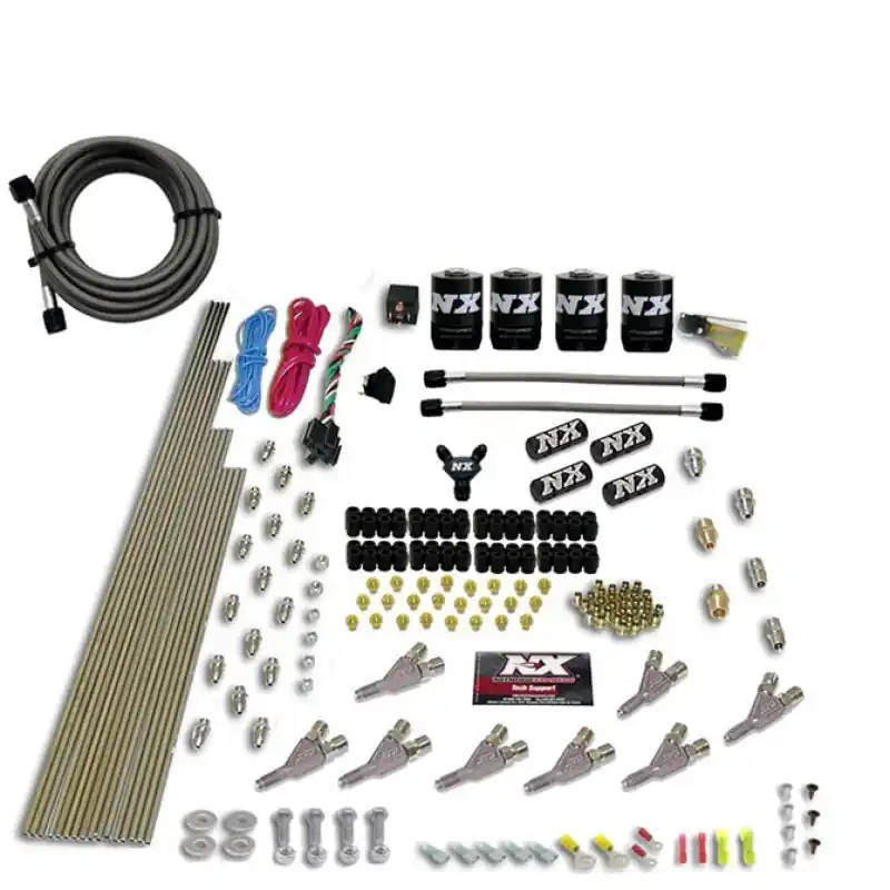 Nitrous Express STD Nozzle Nitrous Kit (200-500HP) Gas w/Dist Block & 4 Solenoids w/o Bottle (NEX80018-00)