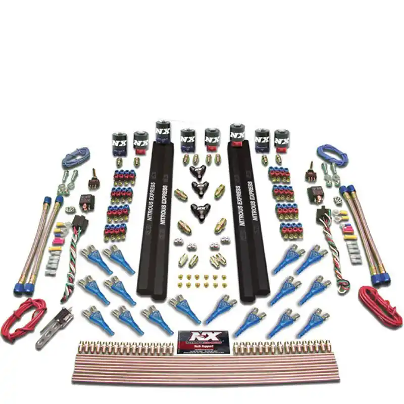 Nitrous Express Shark Dual Stage /Gas 16 Nozzles (200-1200HP) 8 Solenoids Nitrous Kit w/o Bottle (NEX90008-00)