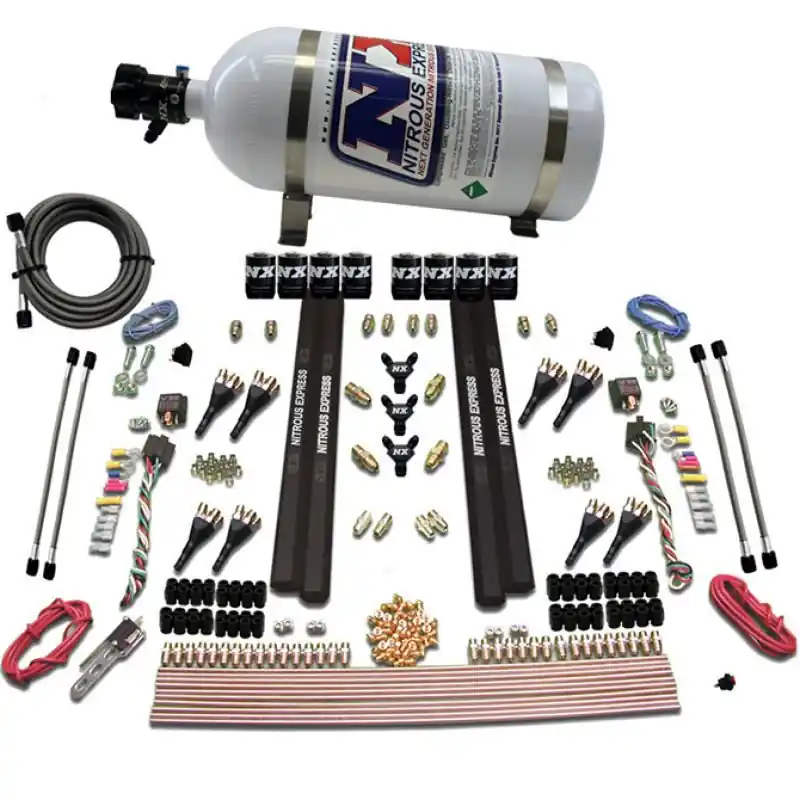 Nitrous Express SX2 Dual Stage 8 Solenoid /Gasoline Nitrous Kit (200-1200HP) w/10lb Bottle (NEX90009-10)