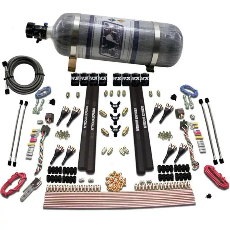 Nitrous Express SX2 Dual Stage 8 Solenoid /Gasoline Nitrous Kit (200-1200HP) w/Composite Bottle (NEX90009-12)
