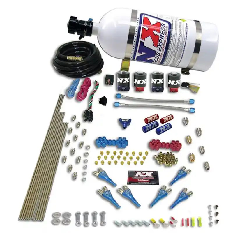 Nitrous Express Pro-Shk/Alc 4 Solenoids Nitrous Kit (250-650HP) w/Composite Bottle (NEX90065-12)