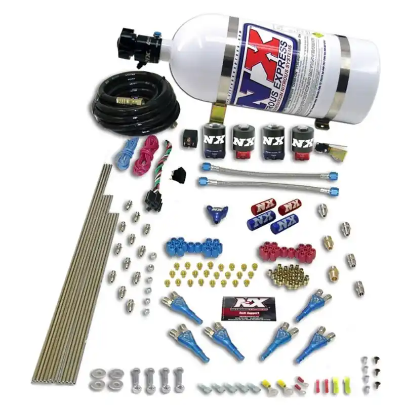 Nitrous Express Pro-Shk/Alc 4 Solenoids Nitrous Kit (250-650HP) w/15lb Bottle (NEX90065-15)