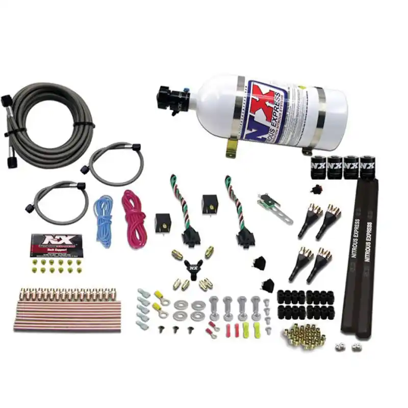 Nitrous Express 4 Cyl SX2 Nozzle Nitrous Kit (100-300HP x 2) w/10lb Bottle (NEX90094-10)