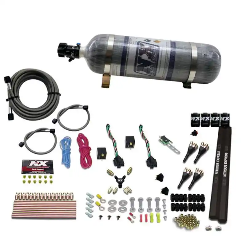 Nitrous Express 4 Cyl SX2 Nozzle Nitrous Kit (100-300HP x 2) w/Composite Bottle (NEX90094-12)