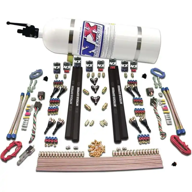 Nitrous Express SX2 Dual Stage/Alcohol 8 Solenoid Nitrous Kit (200-1200HP) w/Composite Bottle (NEX90095-12)