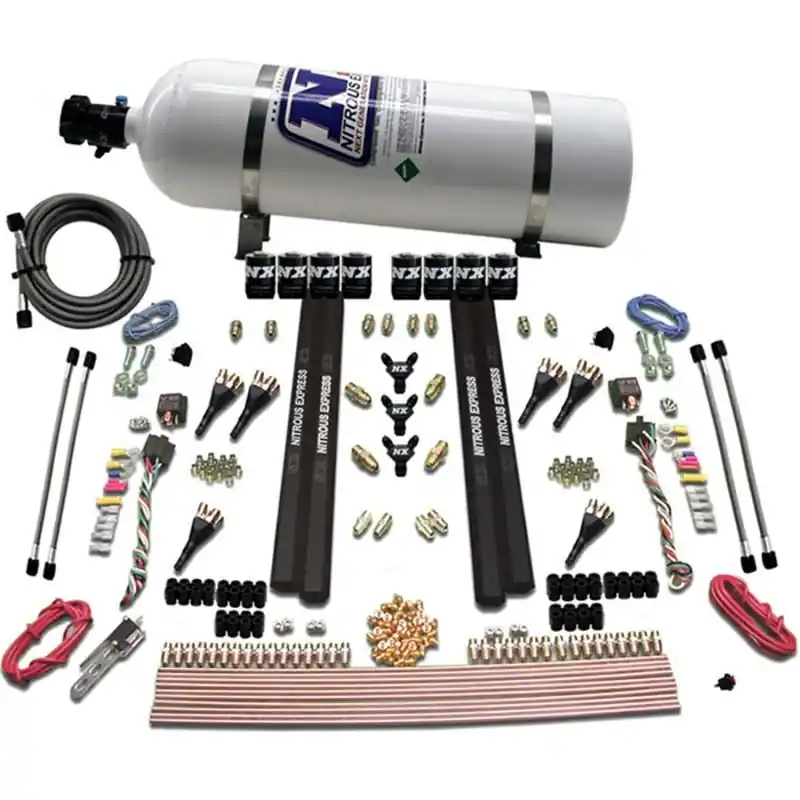 Nitrous Express 6 Cyl SX2 Dual Stage Nozzle Nitrous Kit w/15lb Bottle (NEX90096-15)