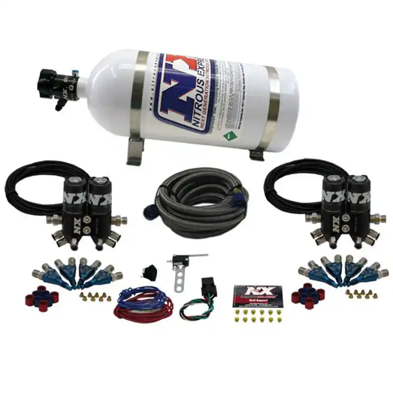 Nitrous Express Street Shark Gas 4 Solenoids Nitrous Kit (100-150-250HP) w/10lb Bottle (NEX90100-10)