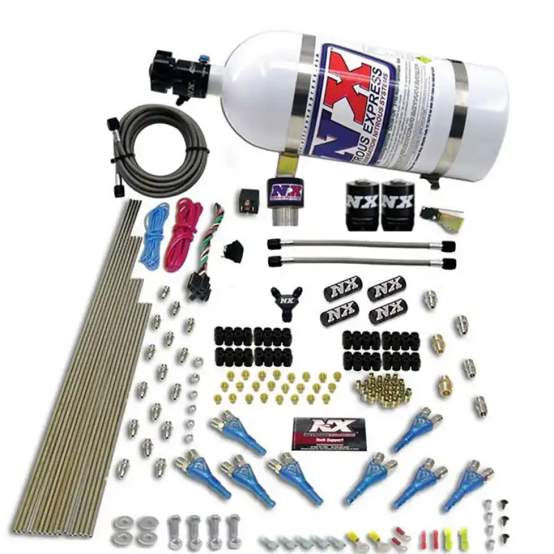 Nitrous Express Pro-Shk/Gas (200-600HP) 2 Fuel 1 Supershark Solenoid Nitrous Kit w/10lb Bottle (NEX90206-10)