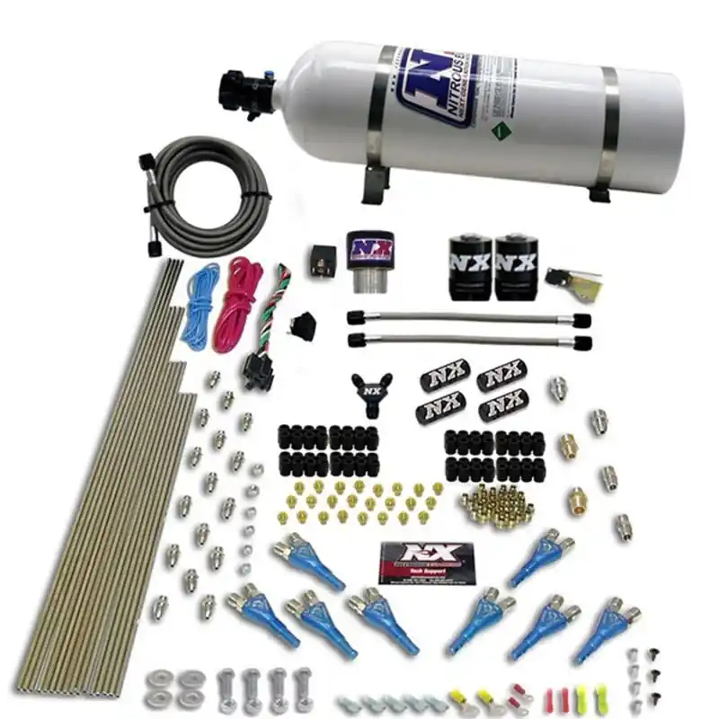 Nitrous Express Pro-Shk/Gas (200-600HP) 2 Fuel 1 Supershark Solenoid Nitrous Kit w/15lb Bottle (NEX90206-15)