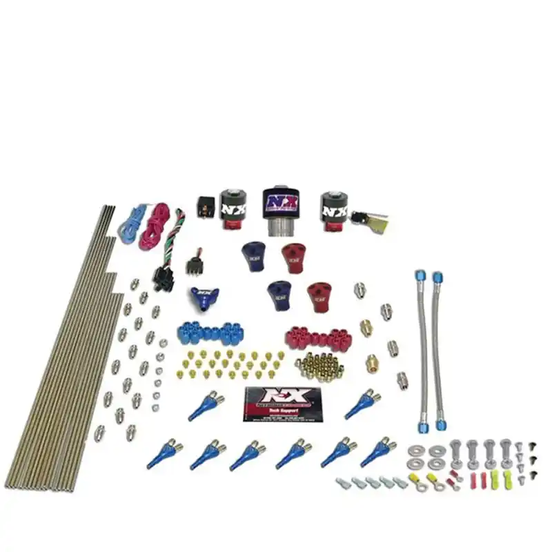 Nitrous Express Shark Dual Stage/Gas/Rails 16 Nozzles Nitrous Kit (200-1200HP) w/o Bottle (NEX90208-00)