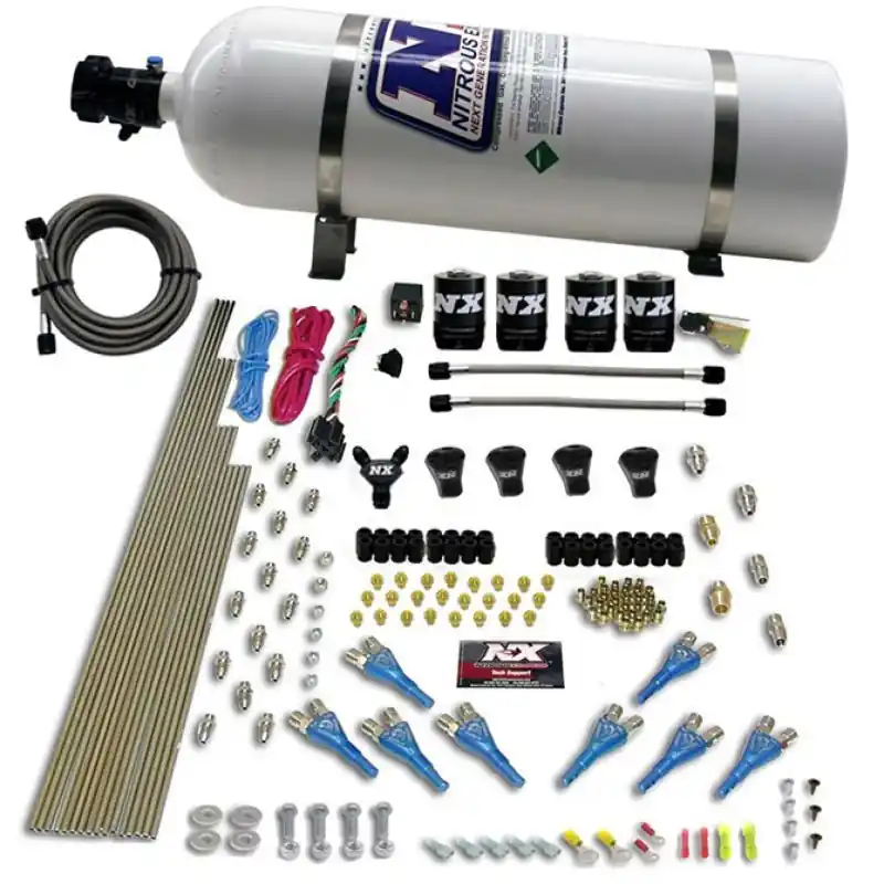Nitrous Express Pro-Shk/Gas 4 Solenoids Nitrous Kit (200-600HP) w/15lb Bottle (NEX92006-15)