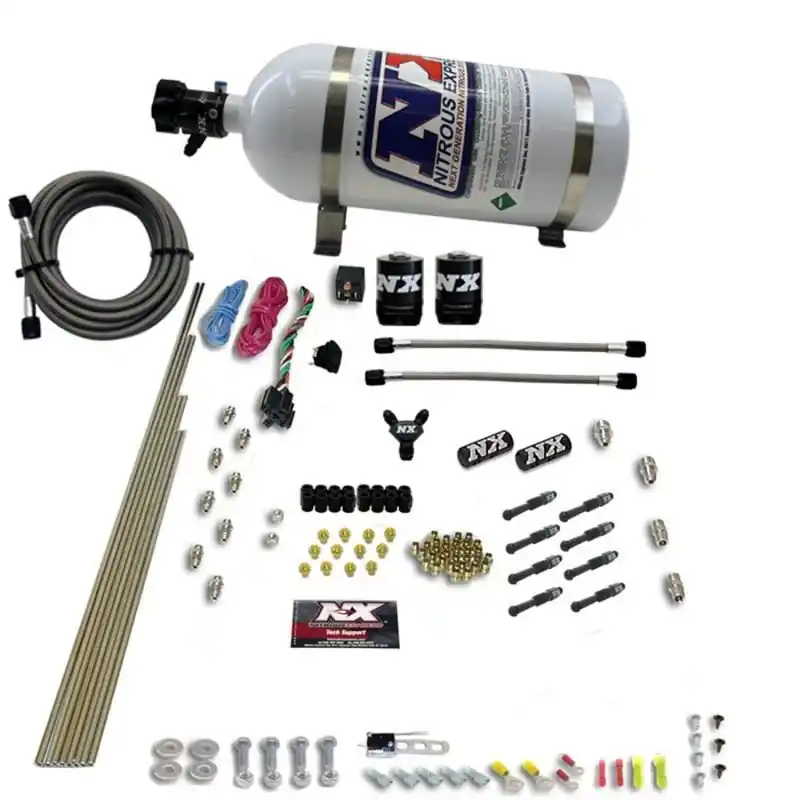 Nitrous Express 8 Cyl Dry Direct Port 2 Solenoids Nitrous Kit (200-600HP) w/10lb Bottle (NEX93006-10)