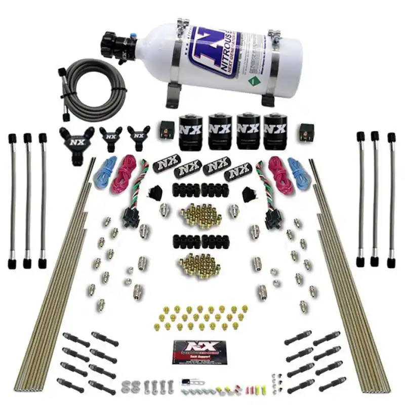 Nitrous Express 8 Cyl Dry Direct Port Dual Stage 4 Solenoids Nitrous Kit (200-600HP) w/5lb Bottle (NEX93106-05)