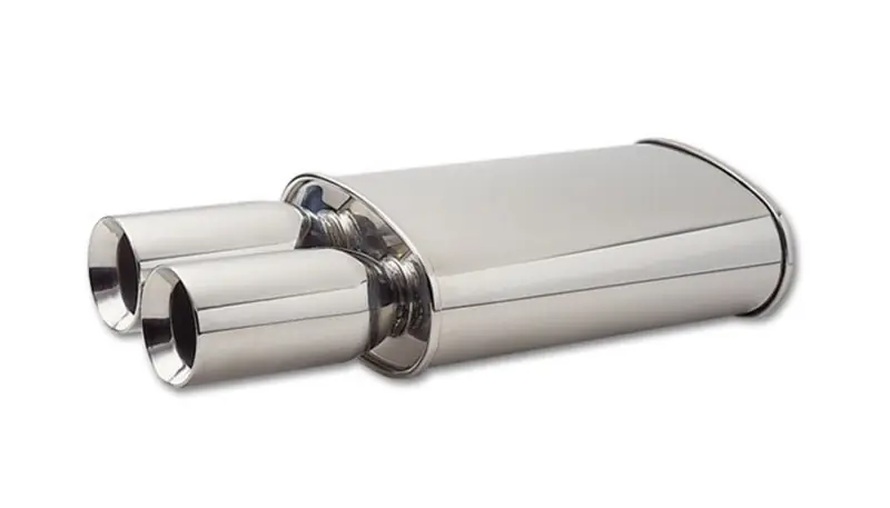Vibrant StreetPower Oval Muffler w/ Dual 3.5in Round Tips Straight Cut Beveled Edge 2.5in inlet I.D. (VIB1040)