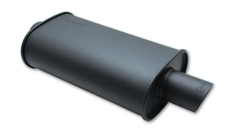 Vibrant StreetPower FLAT BLACK Oval Muffler with Single 3in Outlet - 2.5in inlet I.D. (VIB1146)