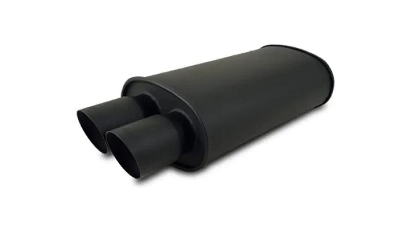 Vibrant StreetPower FLAT BLACK Oval Muffler with Dual 3in Outlet - 3in inlet I.D. (VIB1149)