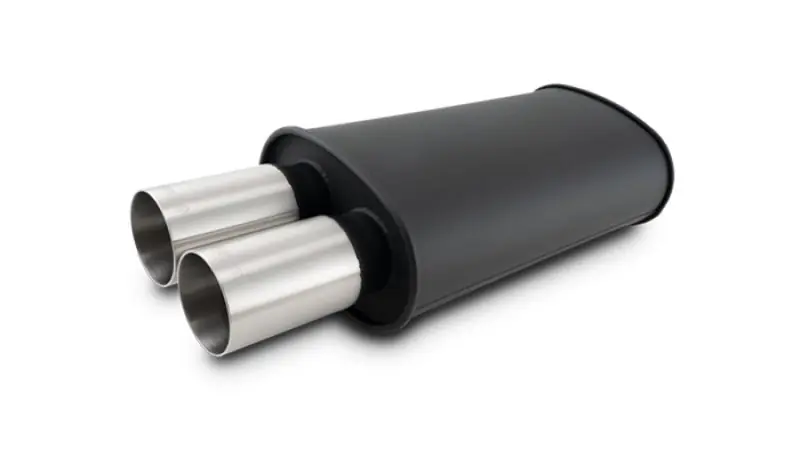 Vibrant Streetpower Flat Blk Muffler 9x5x15in Body 2.5in Inlet ID 3in Tip OD w/Dual Straight Tips (VIB12320)