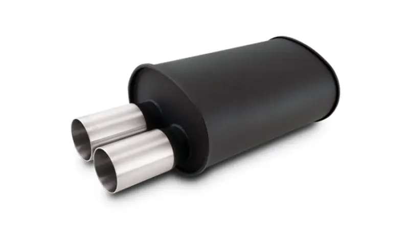 Vibrant Streetpower Flat Blk Muffler 9.5x6.75x15in Body Inlet ID 3in Tip OD 3in w/Dual Straight Tips (VIB12326)